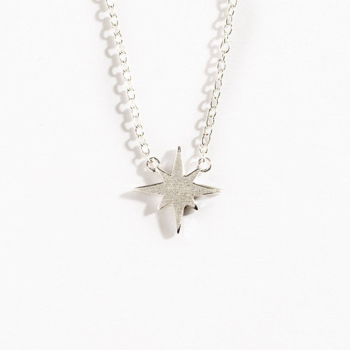 Brushed Silver North Star Necklace