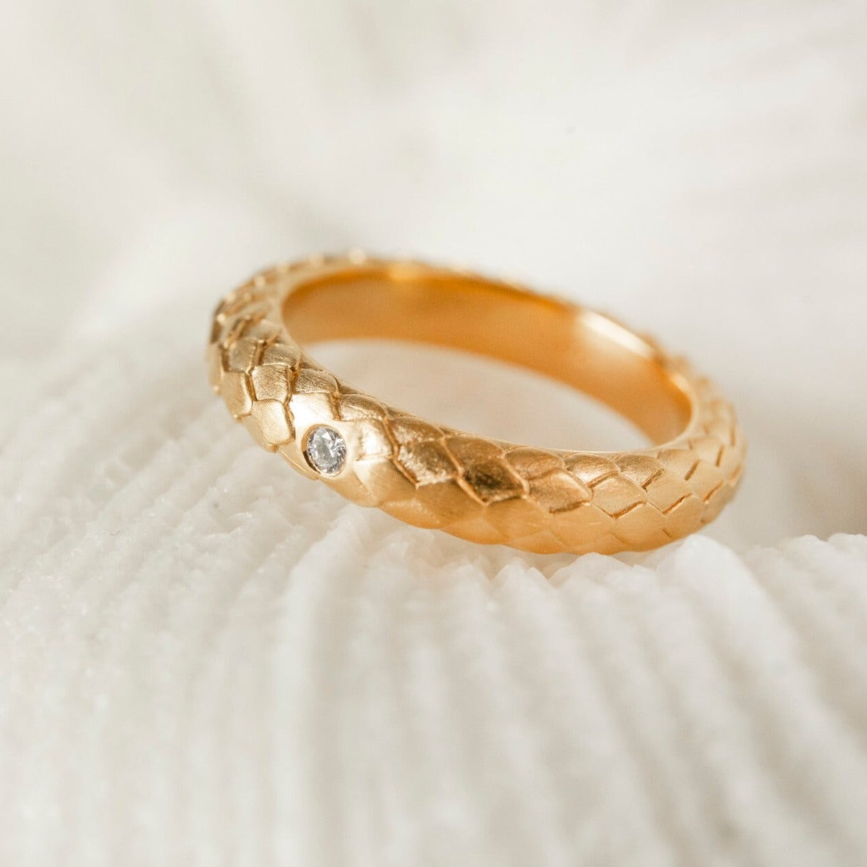 Lab grown diamond and 14k gold vermeil art deco statement ring