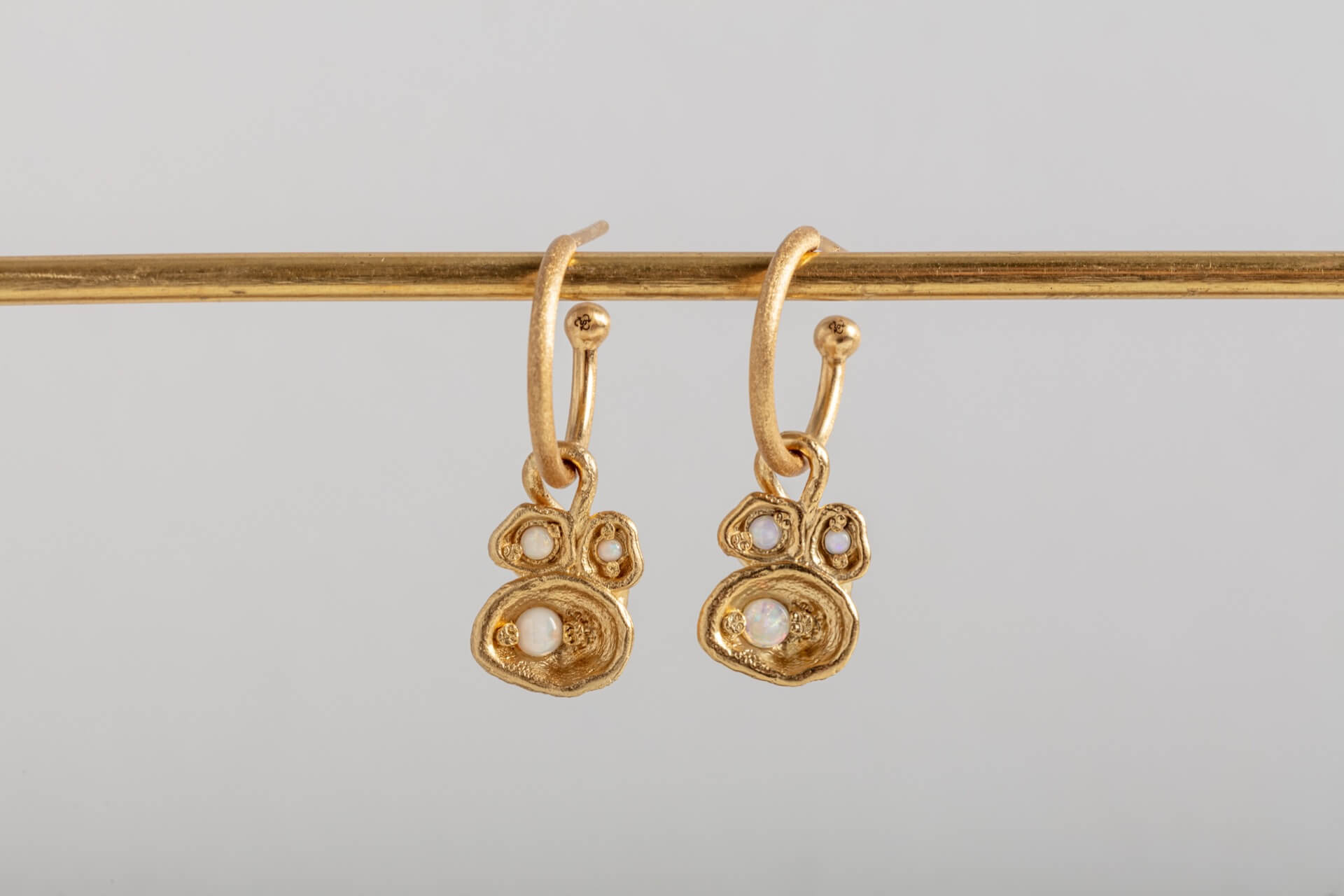 Opal Gold Lichen Hoop Earrings