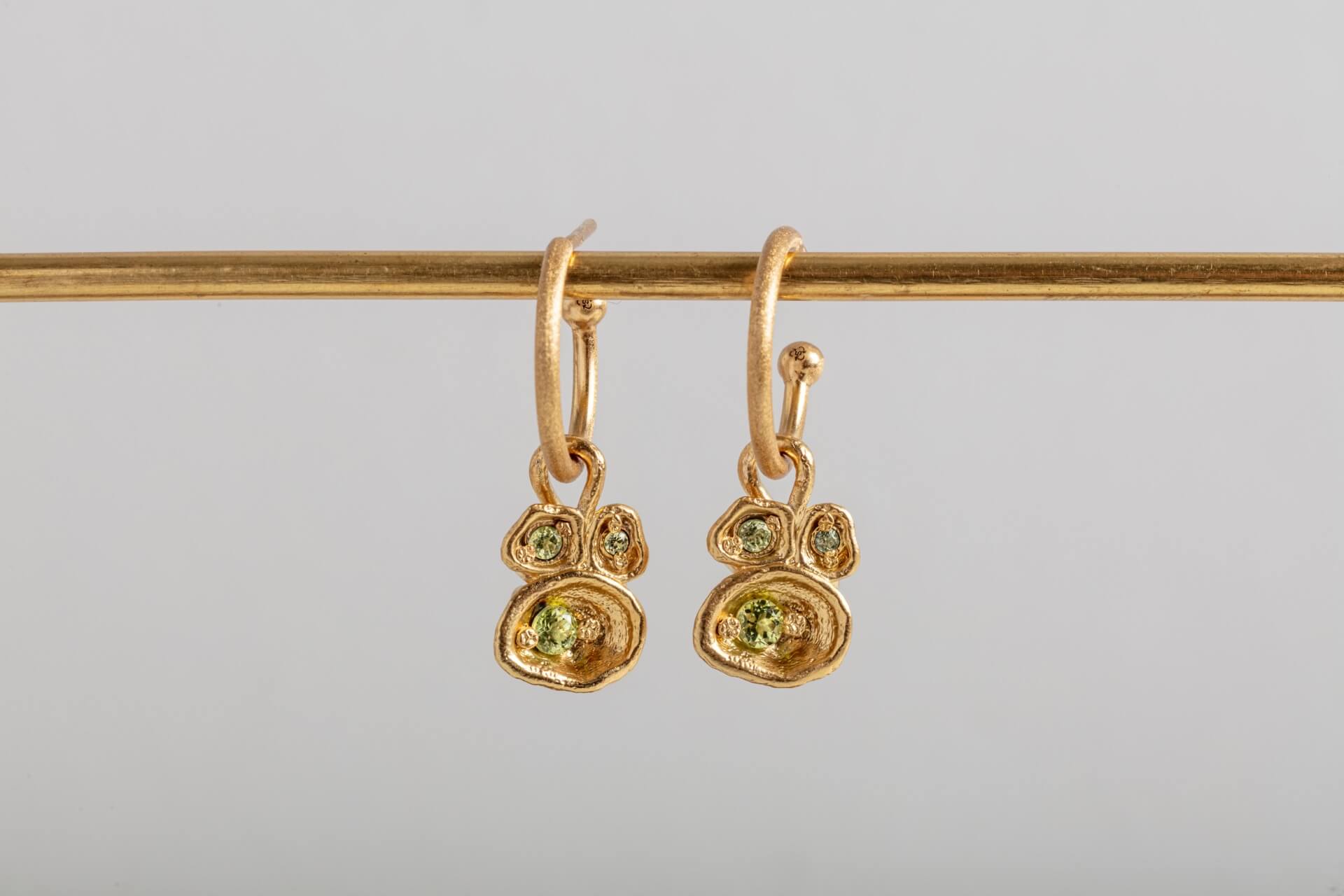 Peridot Gold Vermeil Lichen Hoop Earrings