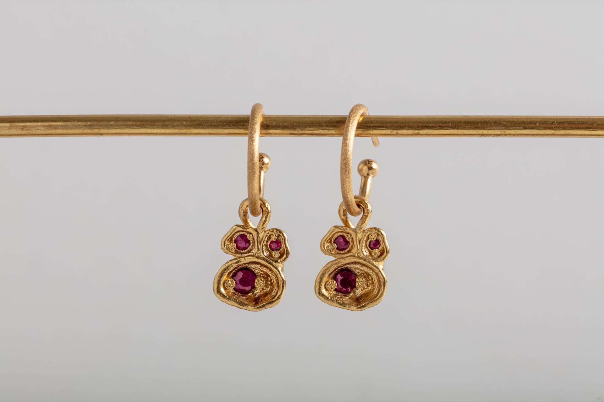 Ruby Gold Lichen Hoop Earrings