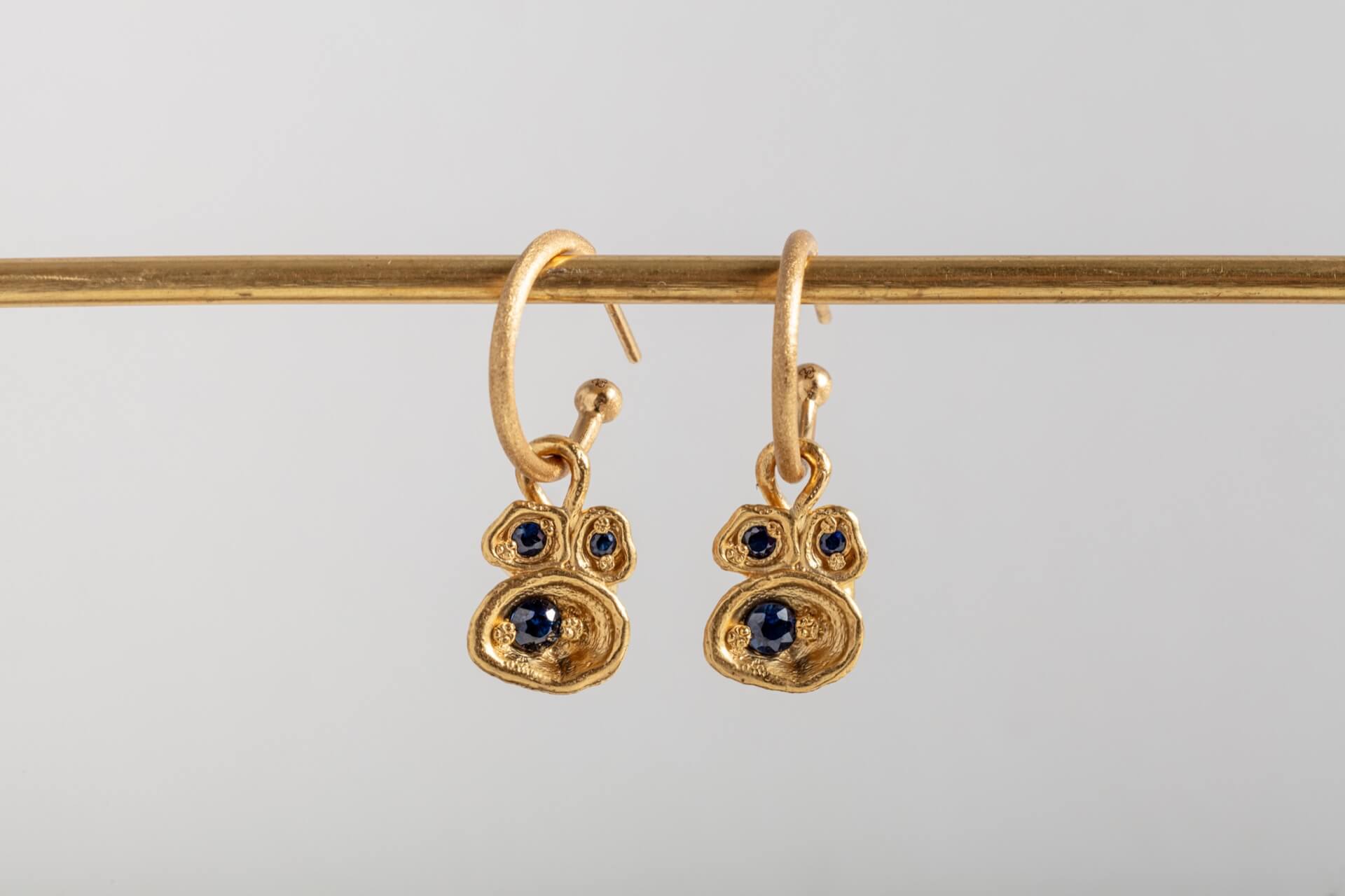 Sapphire Gold Lichen Hoop Earrings