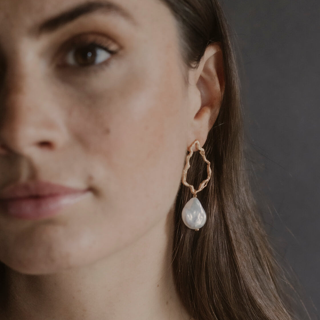 Gold Pearl Branch Drop Earrings