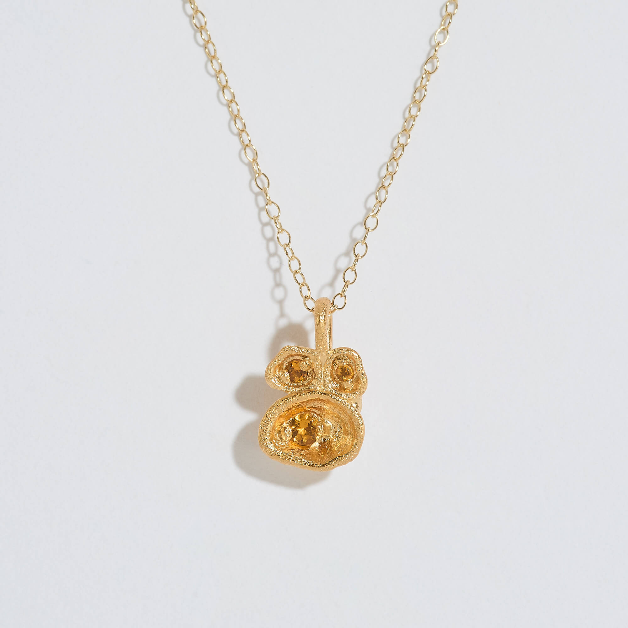 Citrine Gold Lichen Pendant Necklace