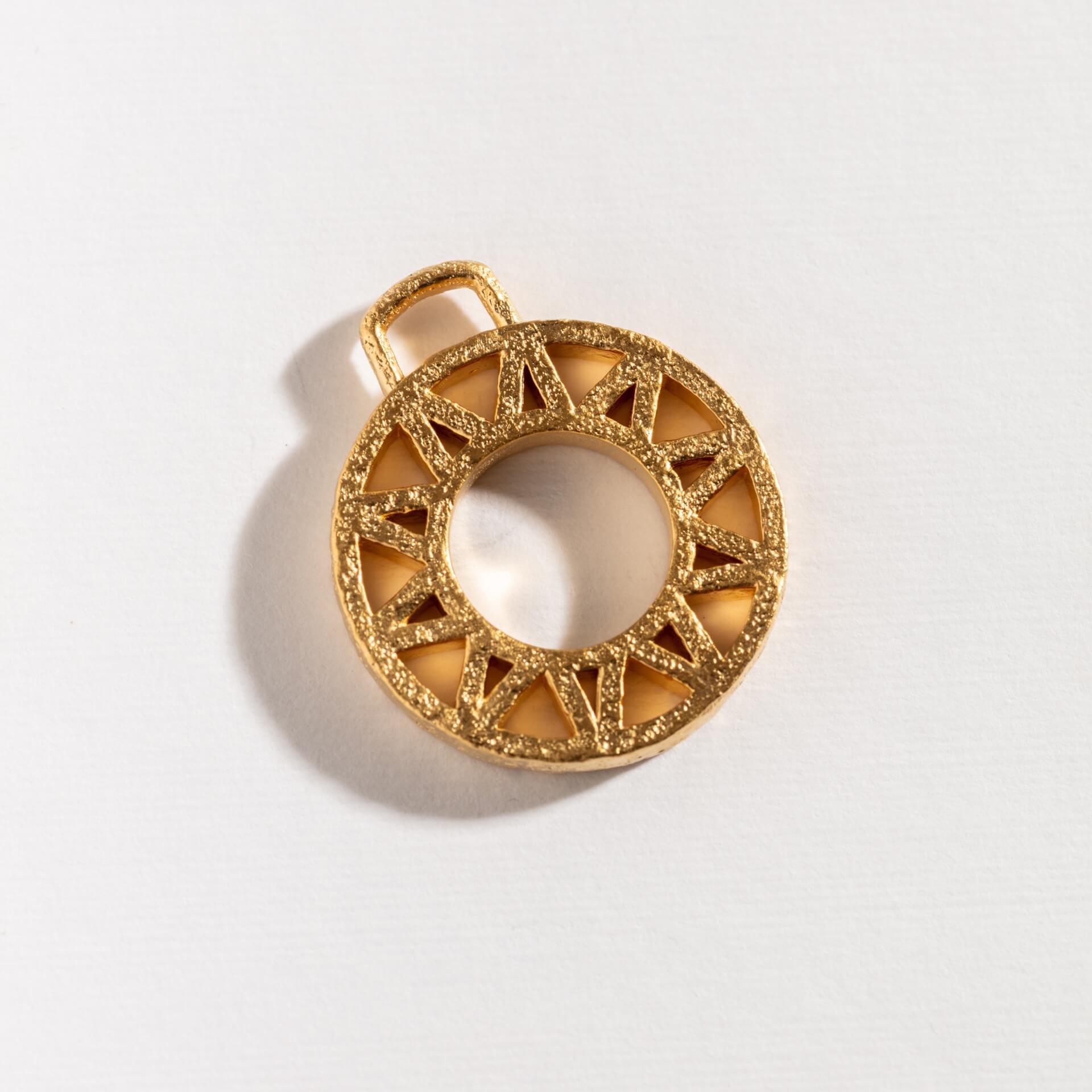 Geometric Disc Pendant - Gold (Pendant Only No Chain)