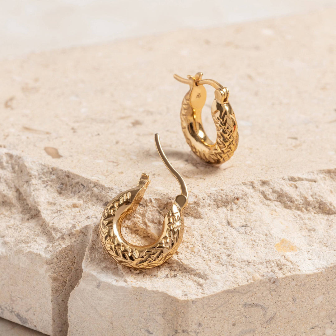 Diamond-Cut Gold Chunky Hoop Earrings