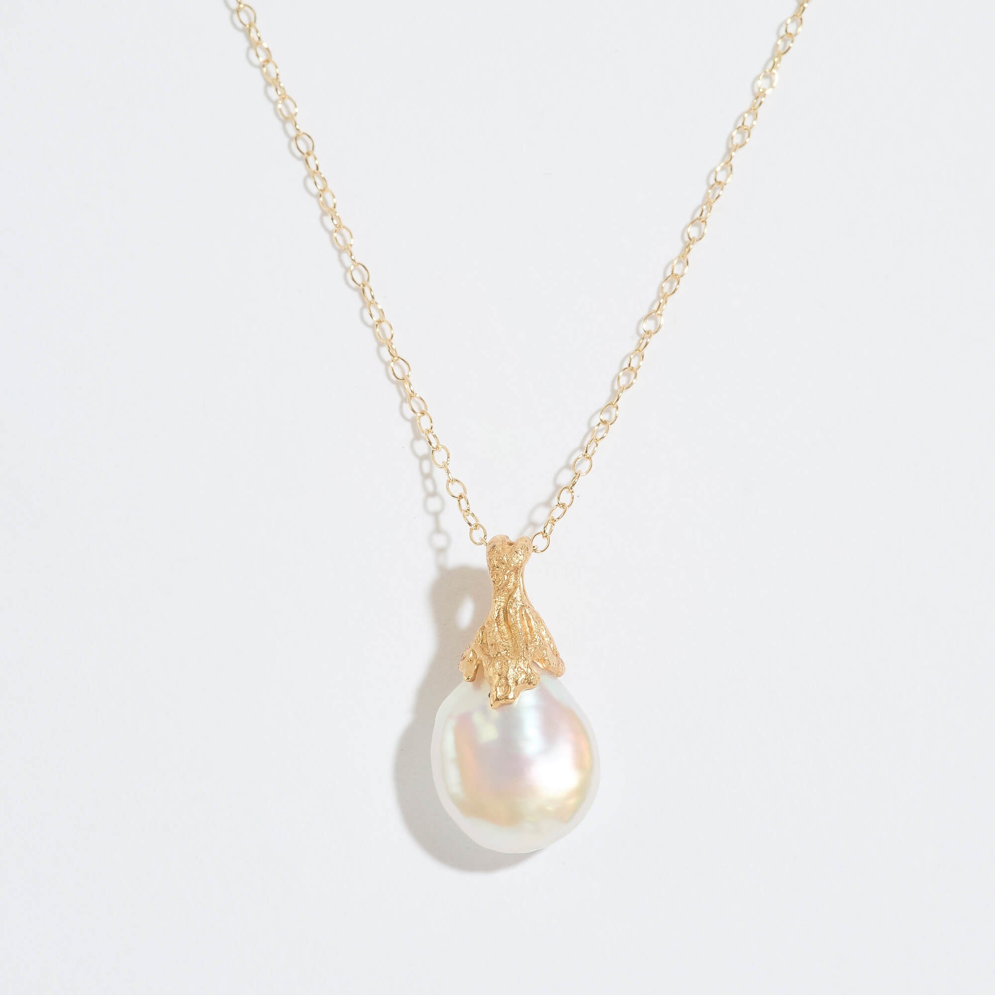 Pearl Gold Vermeil Lichen Pendant Necklace