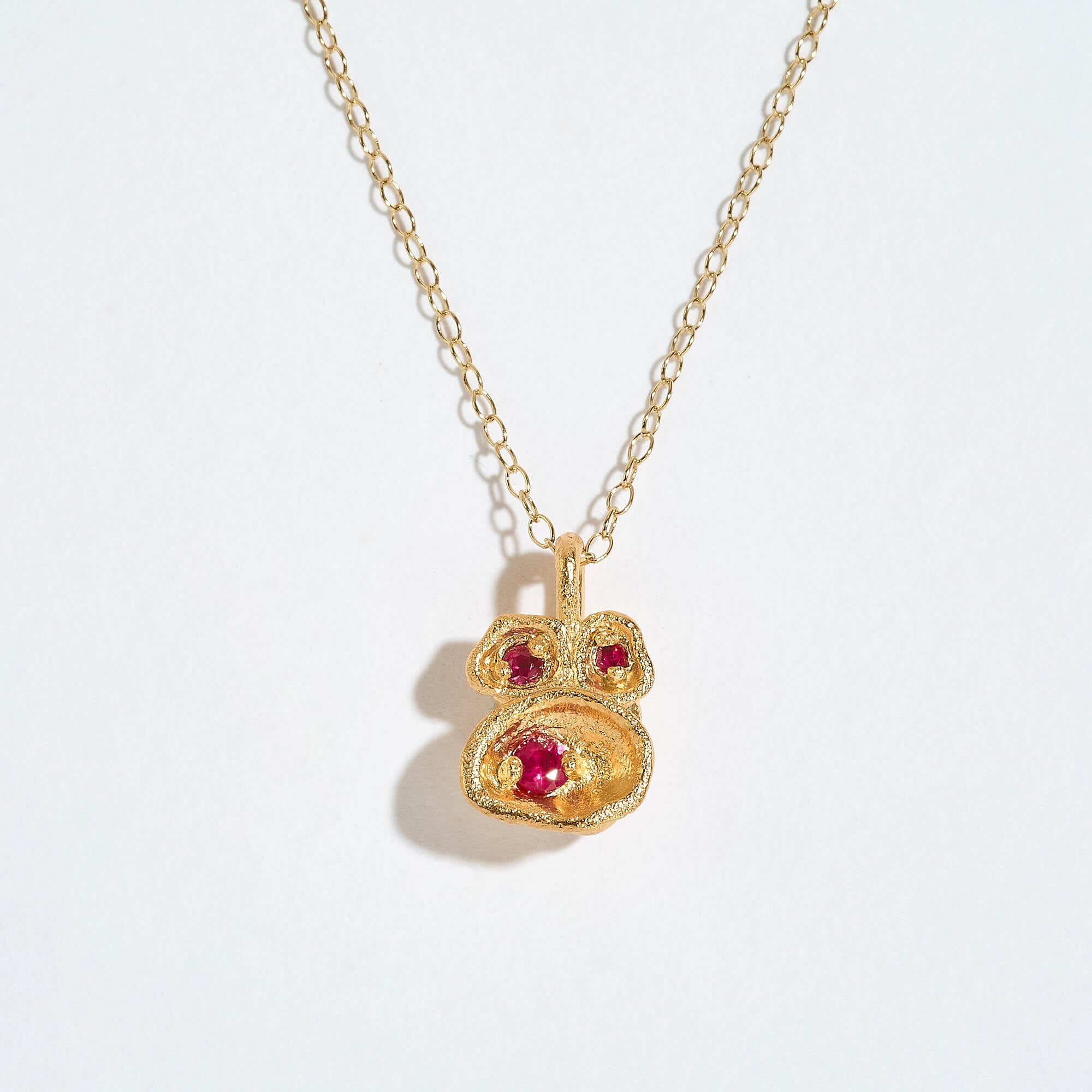 Ruby Gold Lichen Pendant Necklace