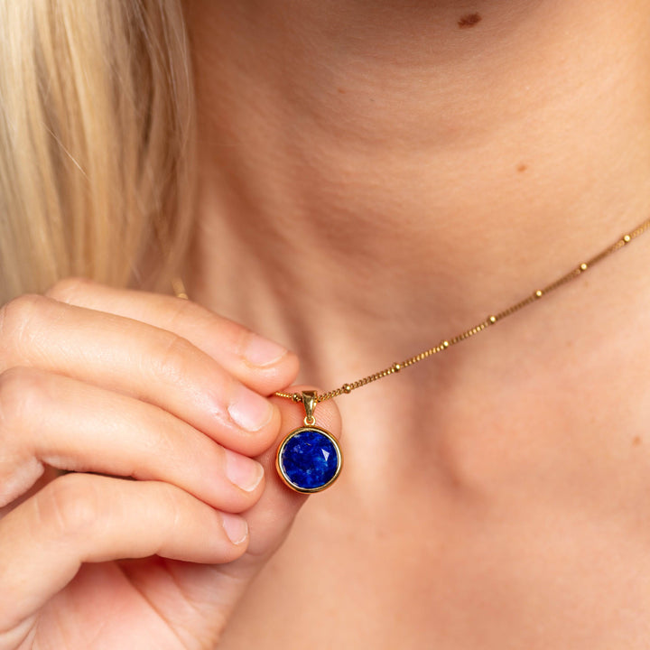 Lapis Lazuli Gold Disc Necklace