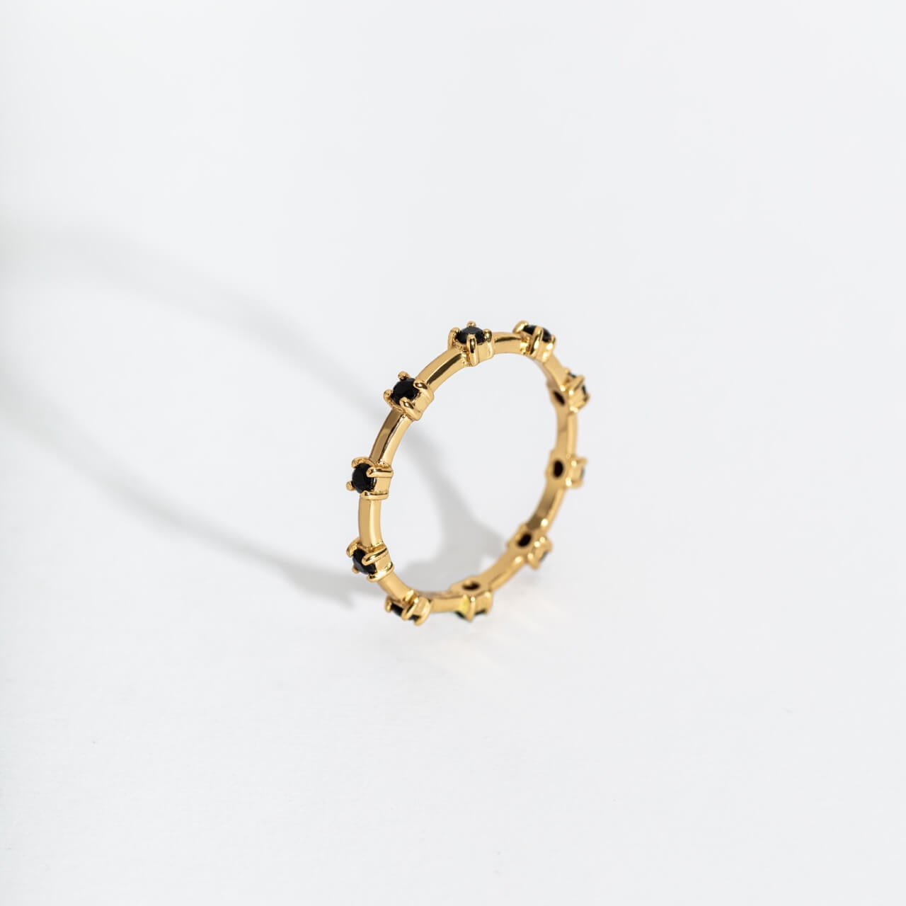 Black and Gold Studded Stacking Ring