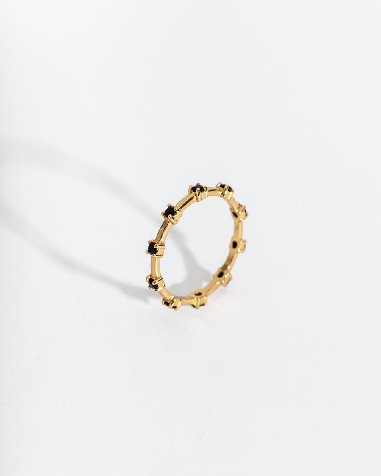 Black and Gold Studded Stacking Ring