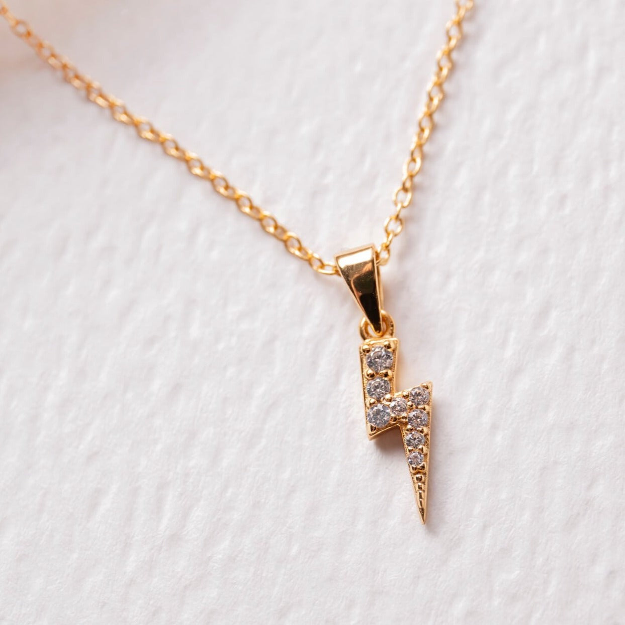 Sparkly Gold Lightning Bolt Necklace