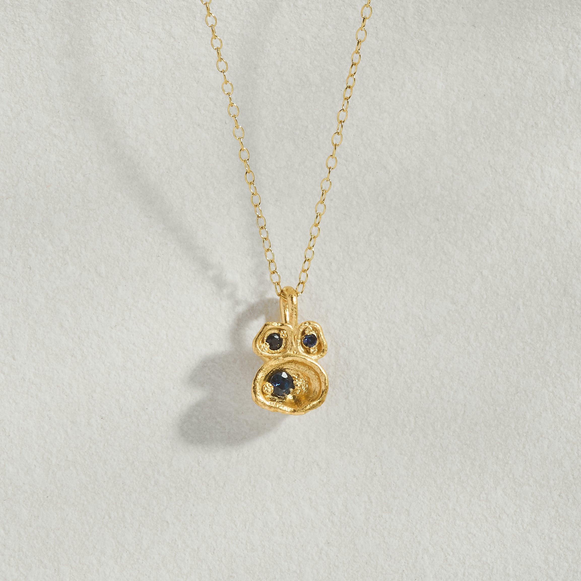 Sapphire Gold Lichen Pendant Necklace