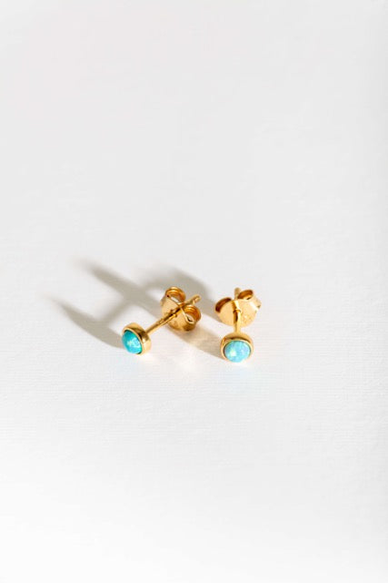 AIMAOMI Opal Stud Earrings For Women – Light Blue Dainty Studs, Anniversary/Birthday Jewelry Gift - View #8