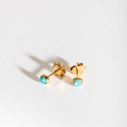 Blue Opal Gold Stud Earrings