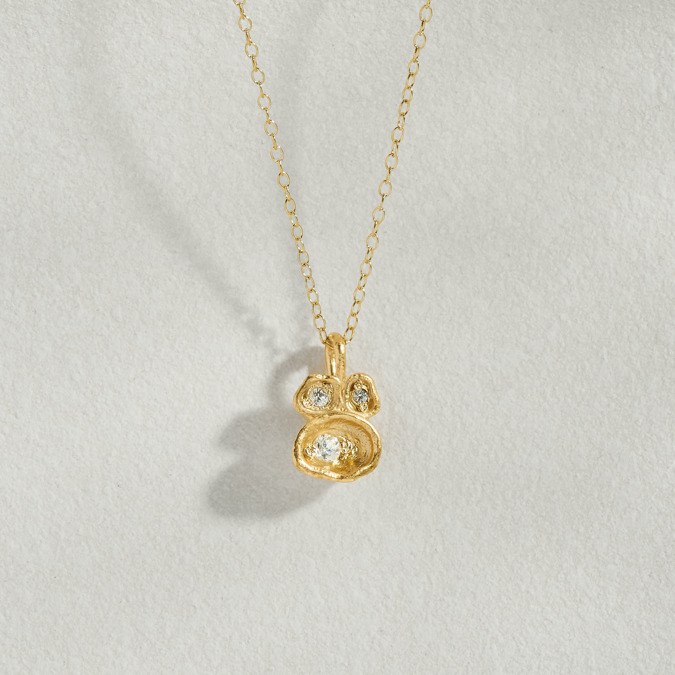 Lab-Grown Diamond Lichen Pendant Gold Necklace