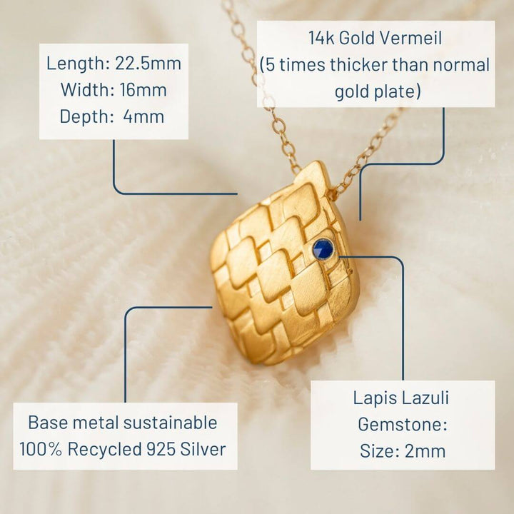 Art Deco Gold Lapis Necklace Dimension