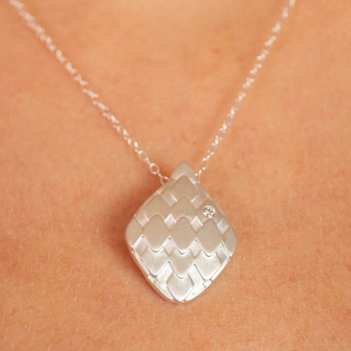 Lab Grown Diamond Silver Art Deco Necklace