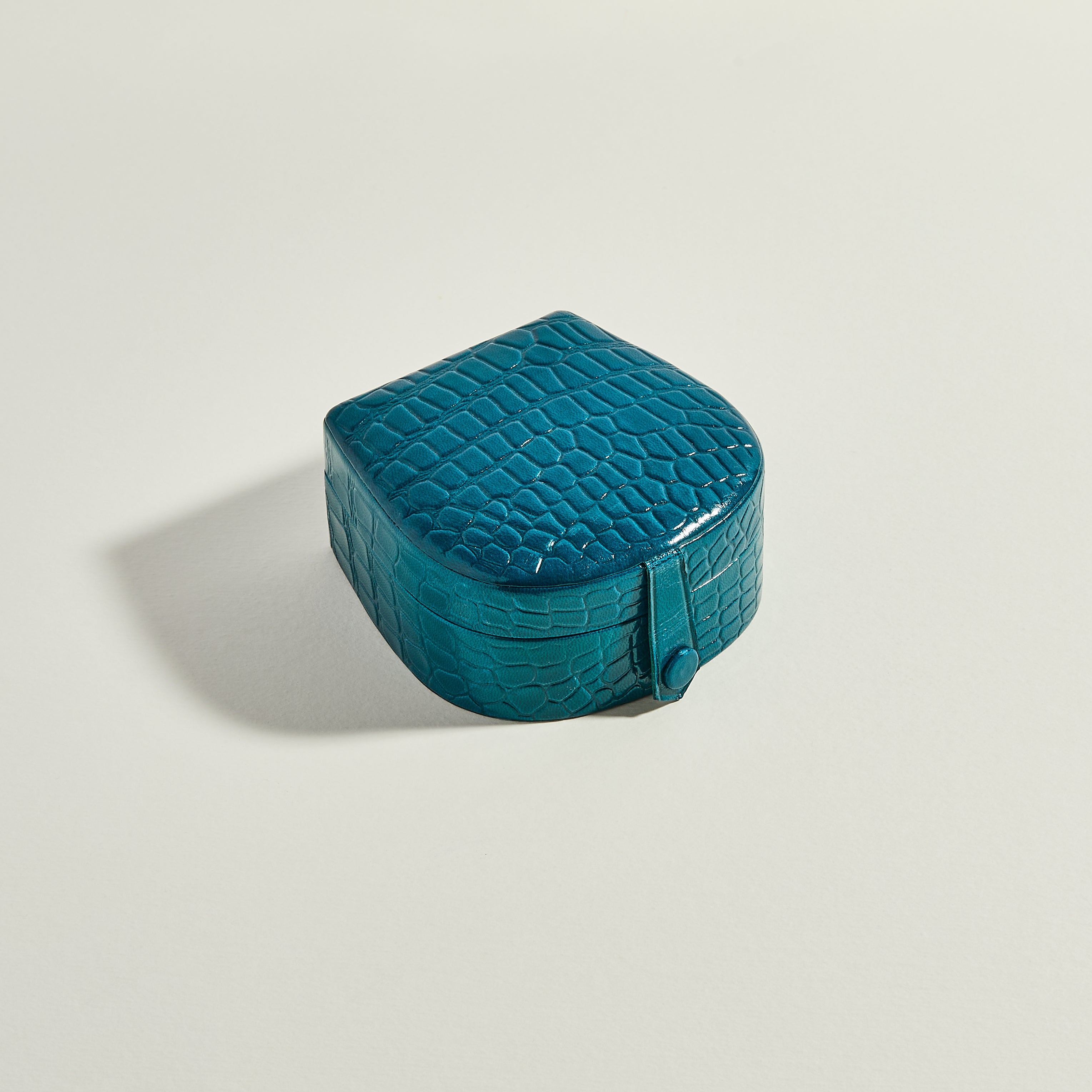 Teal Horseshoe Leather Jewellery Trinket Box