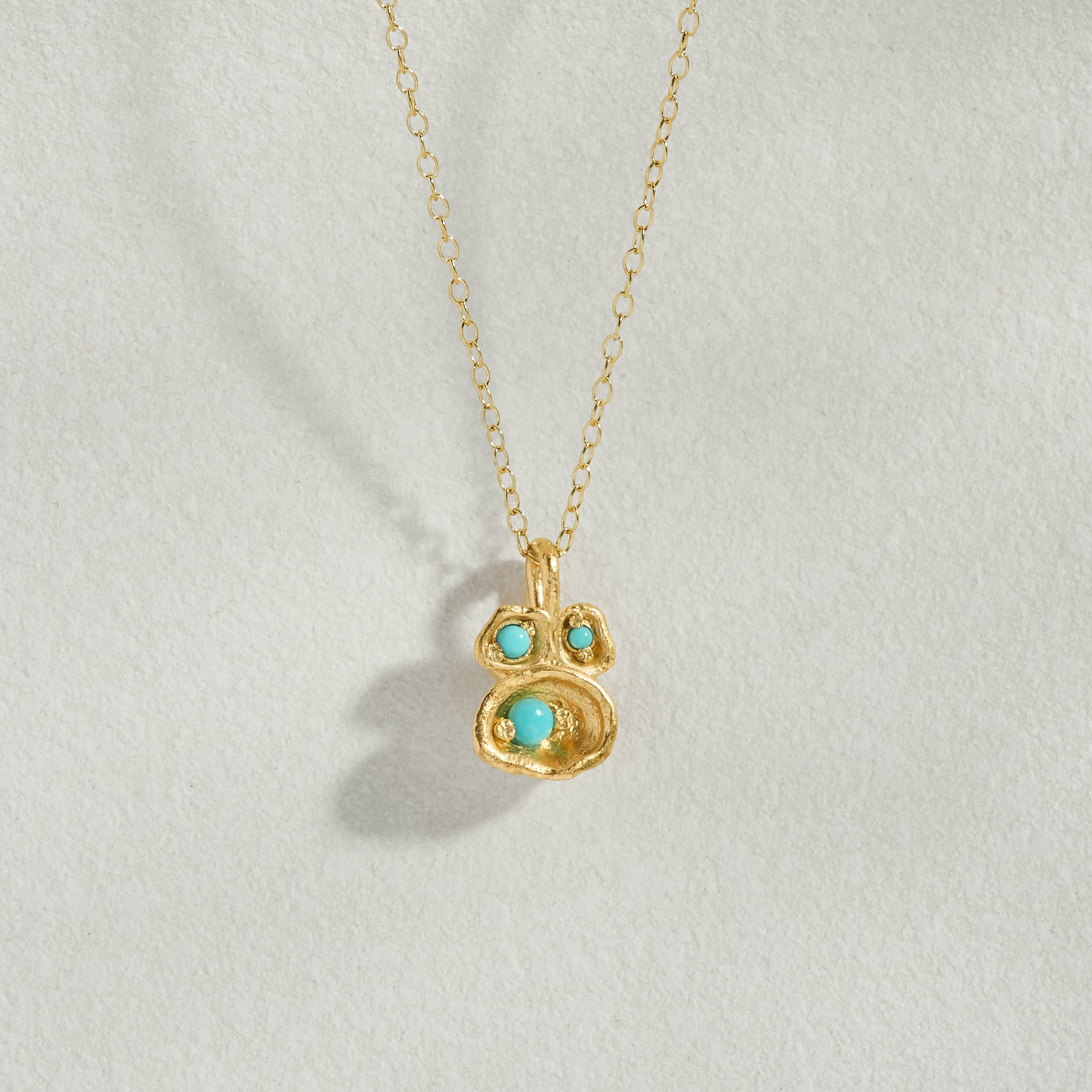 Turquoise Gold Lichen Pendant Necklace