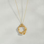 White Topaz Gold Circle Necklace (Large)