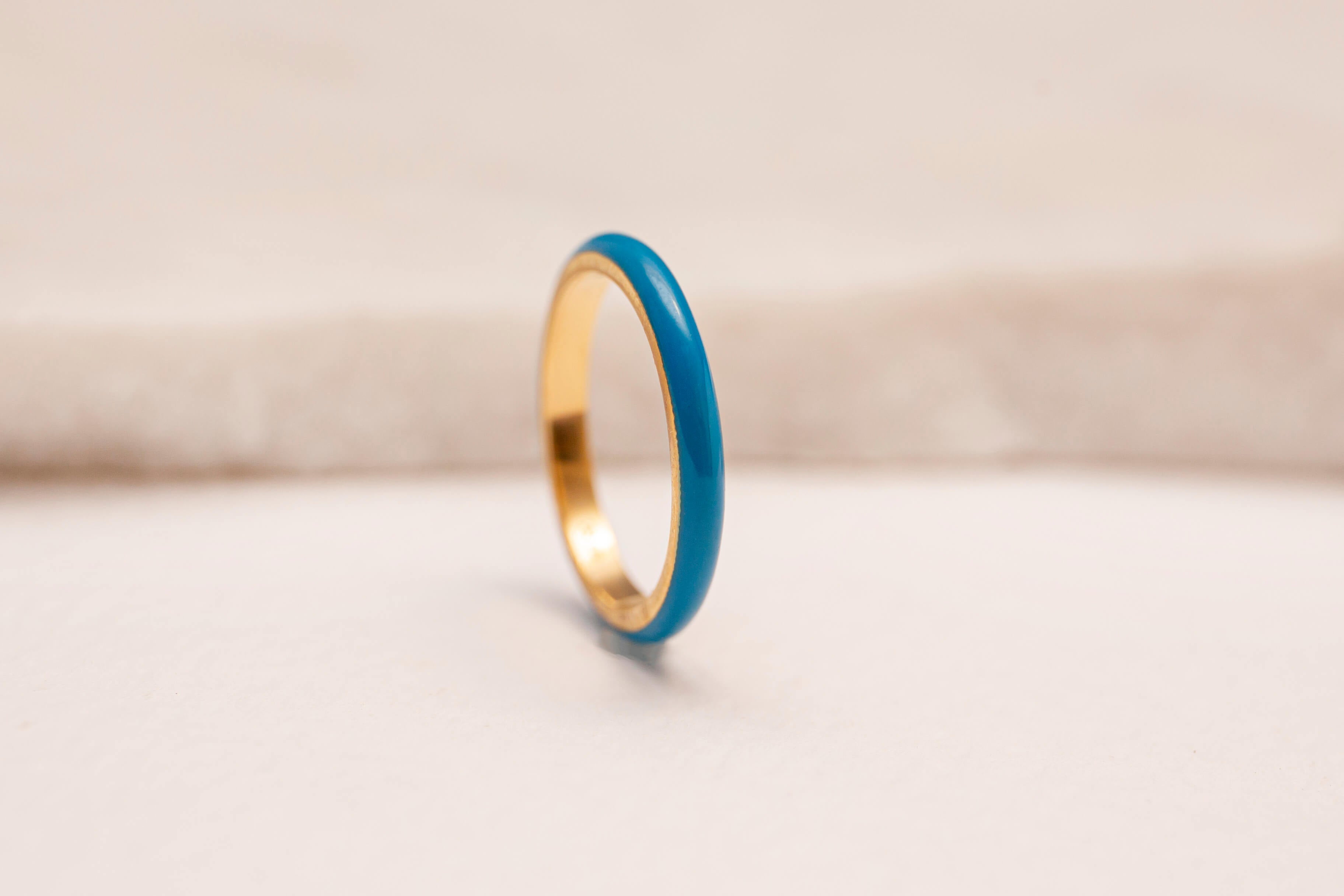 Blue Enamel Gold Ring