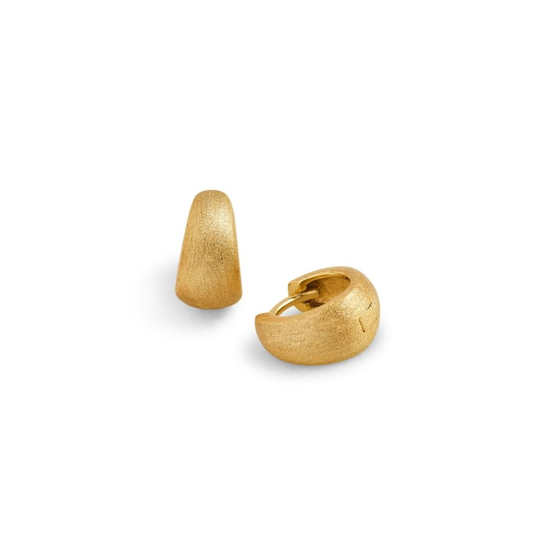 Brushed Gold Chunky Huggie Hoops
