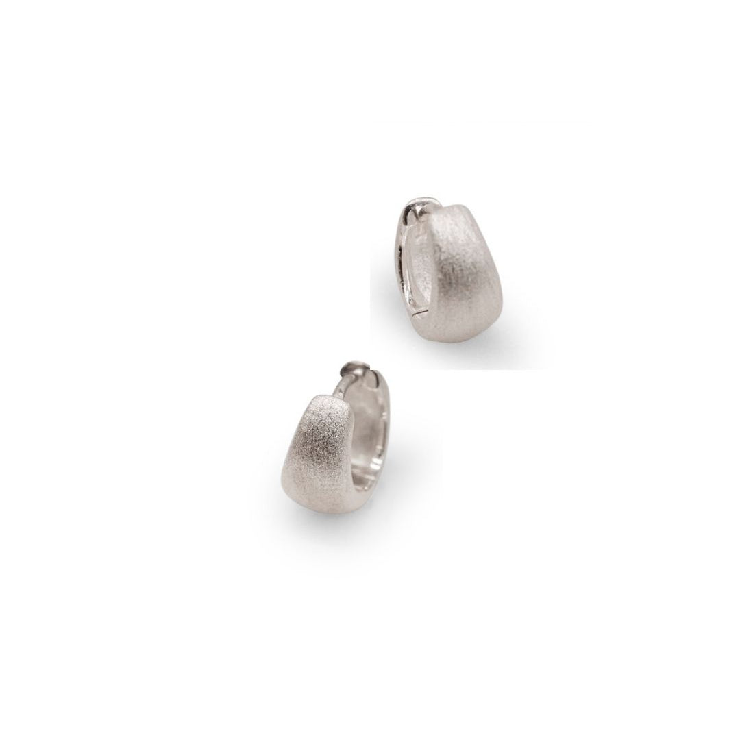 Brushed Silver Chunky Huggie Hoops