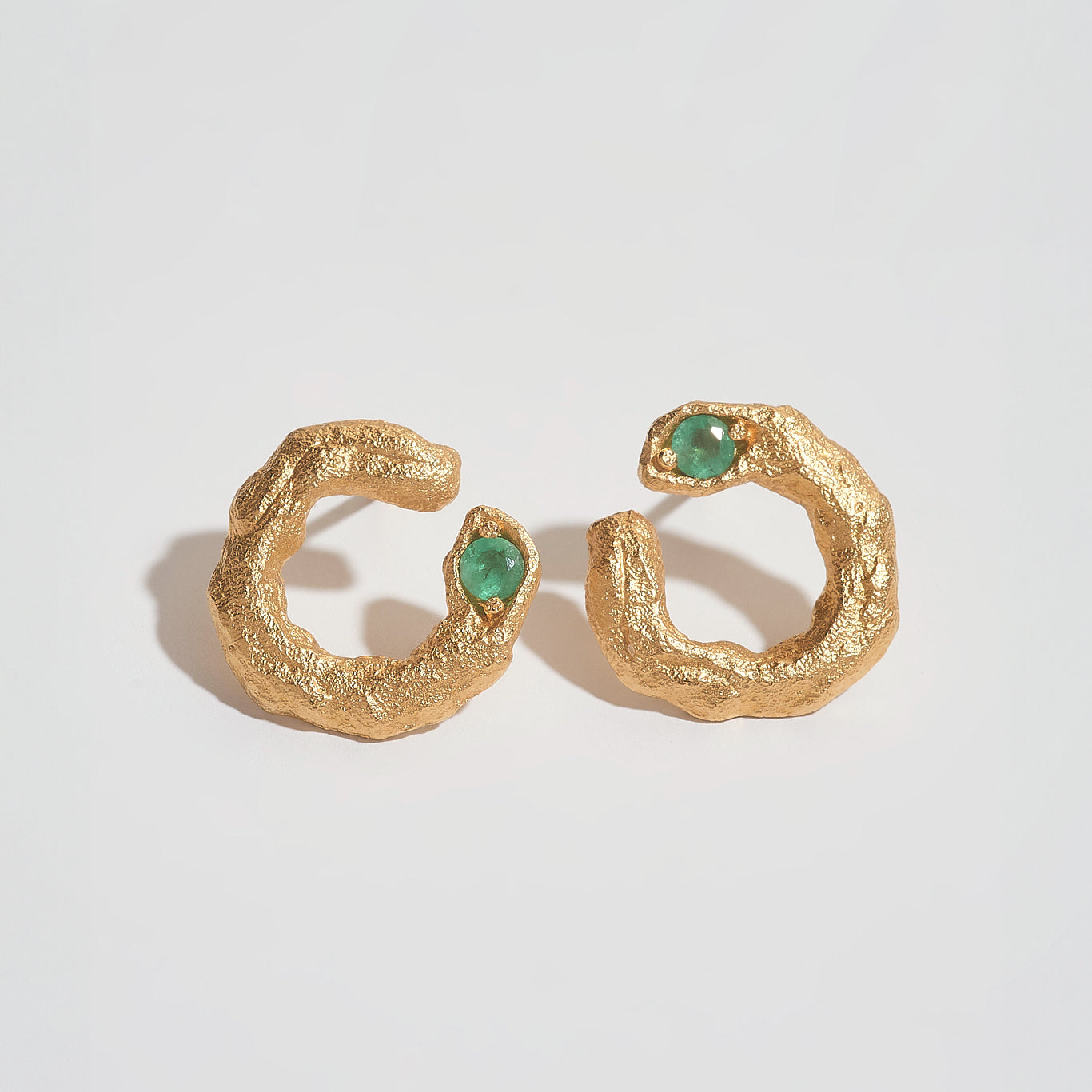 Emerald Gold Asymmetric Branch Earrings