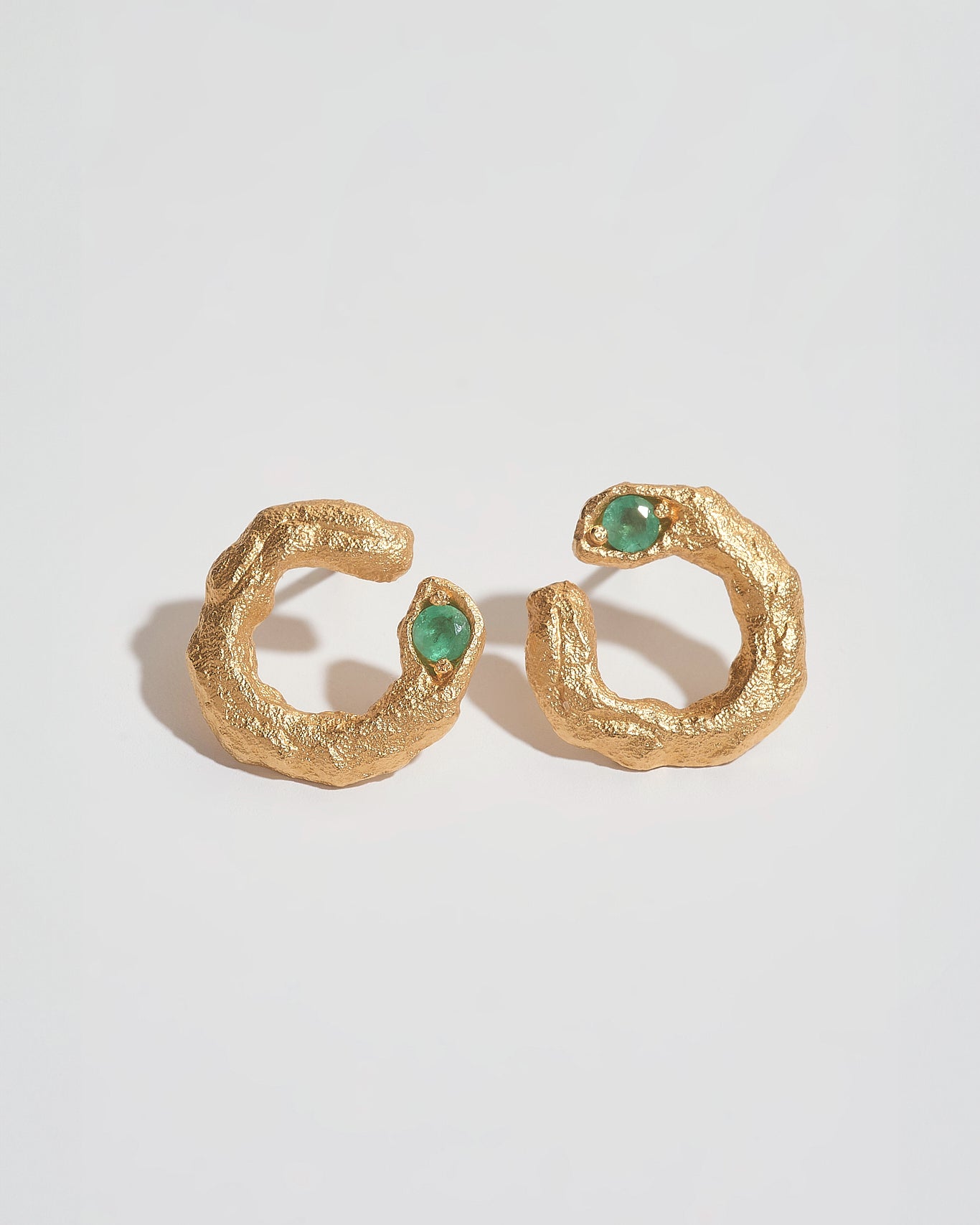 Emerald Gold Asymmetric Branch Earrings