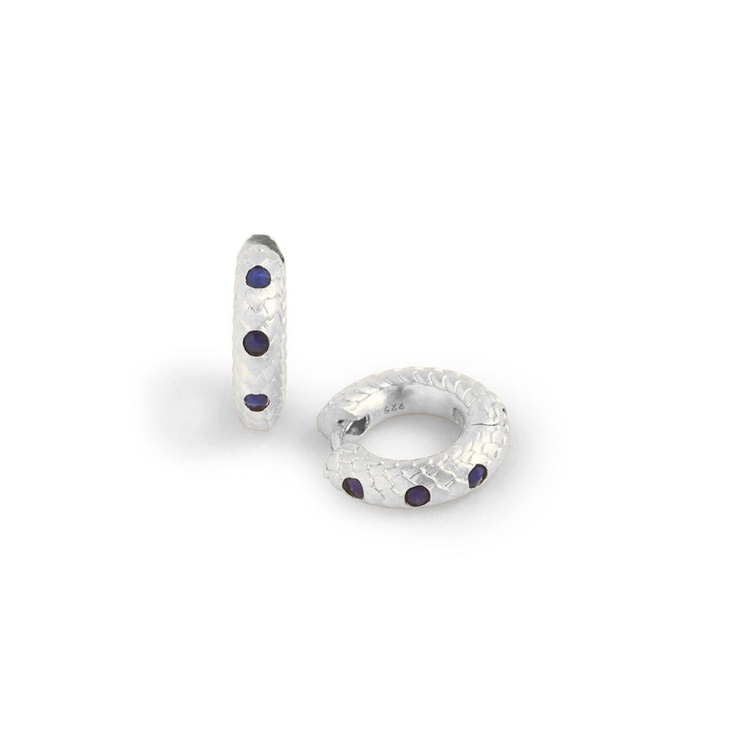 Art Deco Lapis Lazuli Silver Huggie Earrings