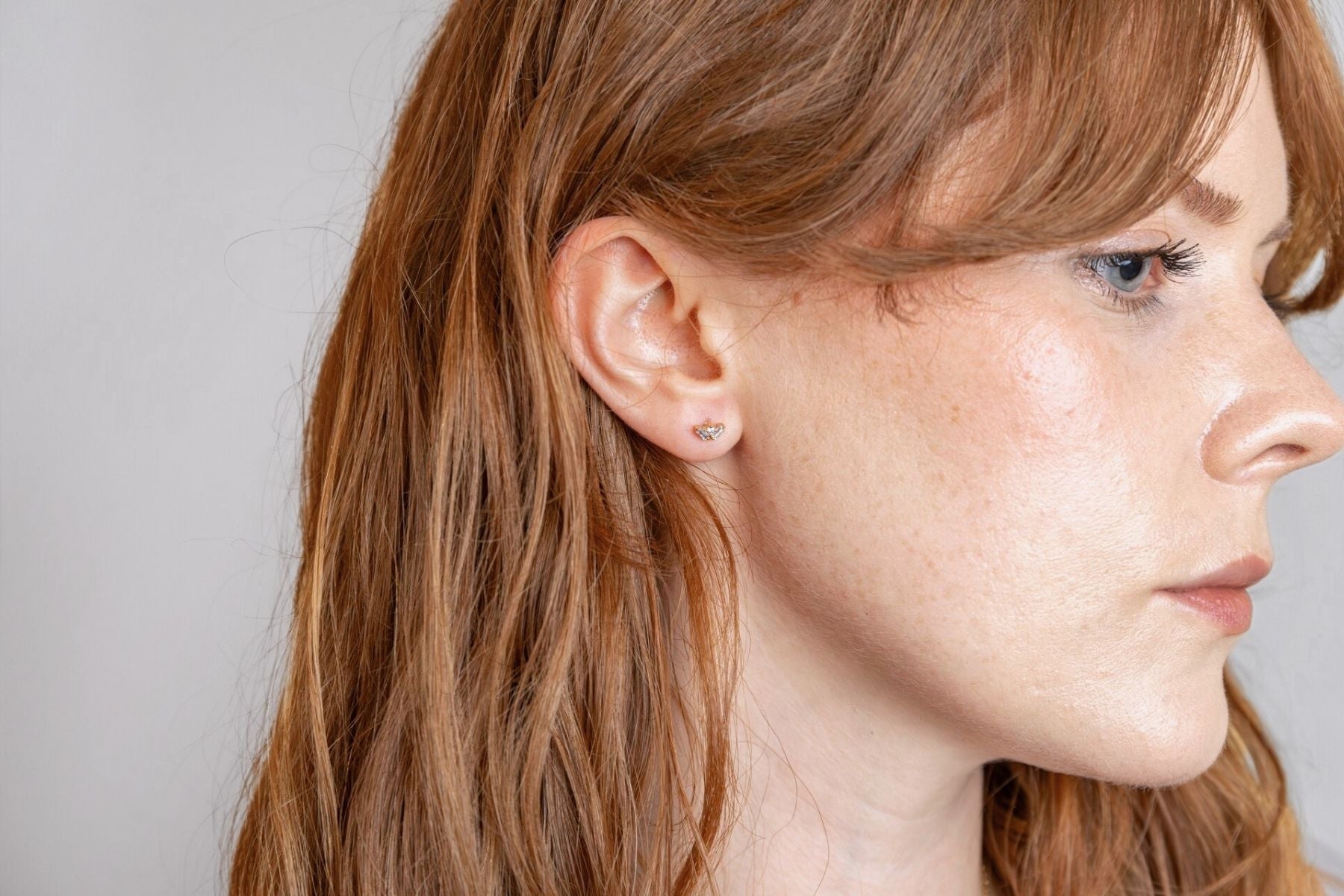 Fan Cubic Zirconia Gold Labret Stud Earring