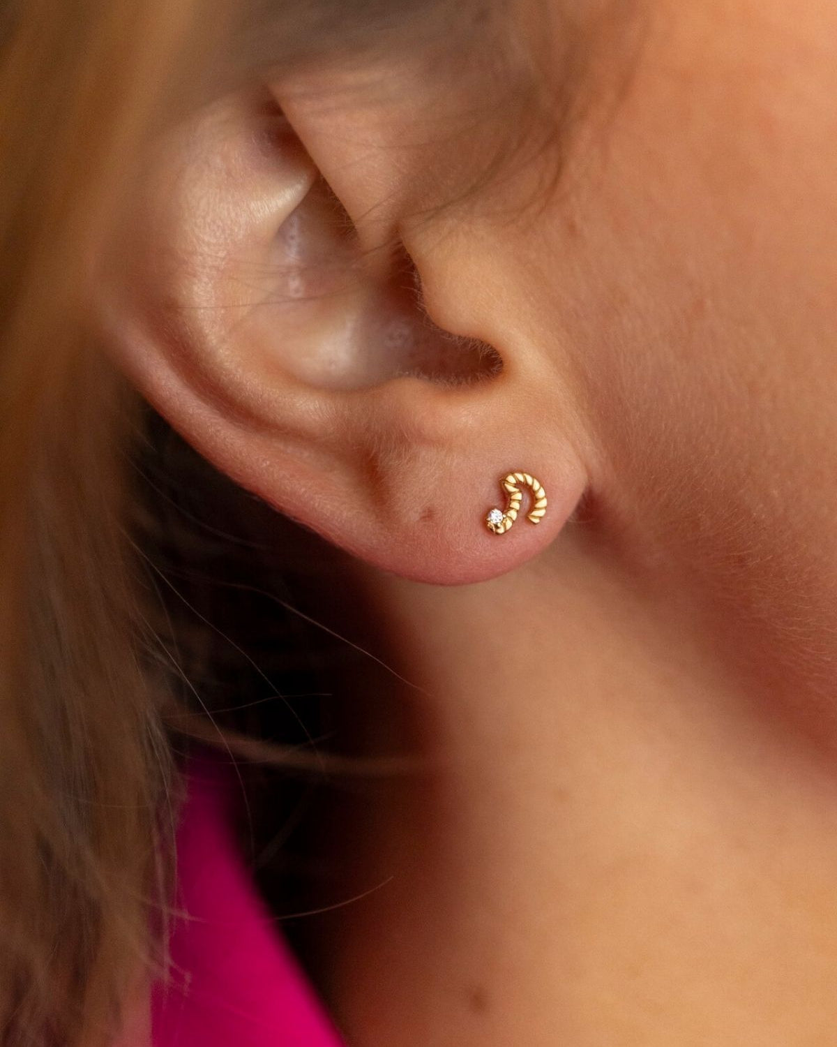 Courage Gold Shorthand Stud Earring