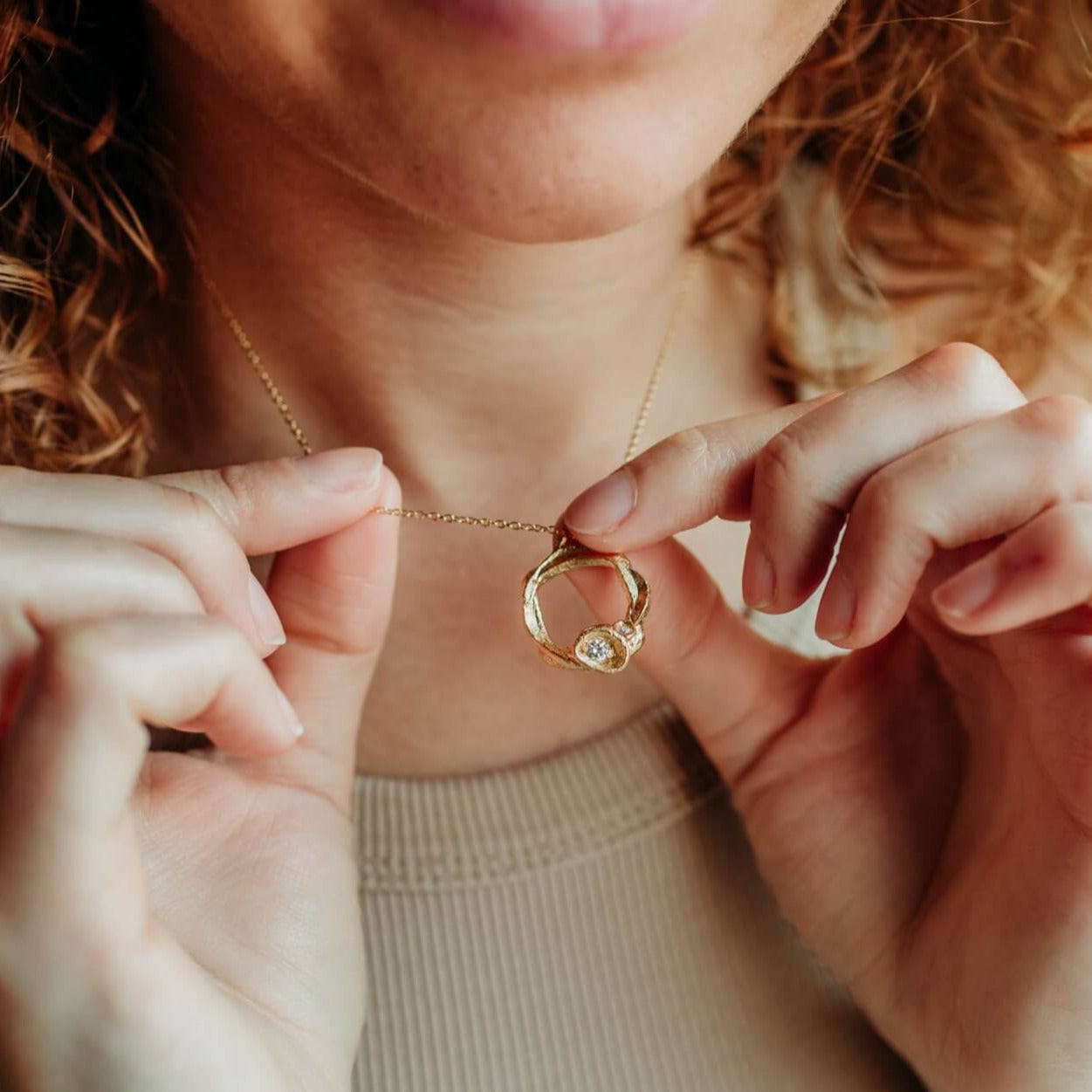 model wears Lab Grown Diamond Gold Vermeil Eternity Necklace - Large