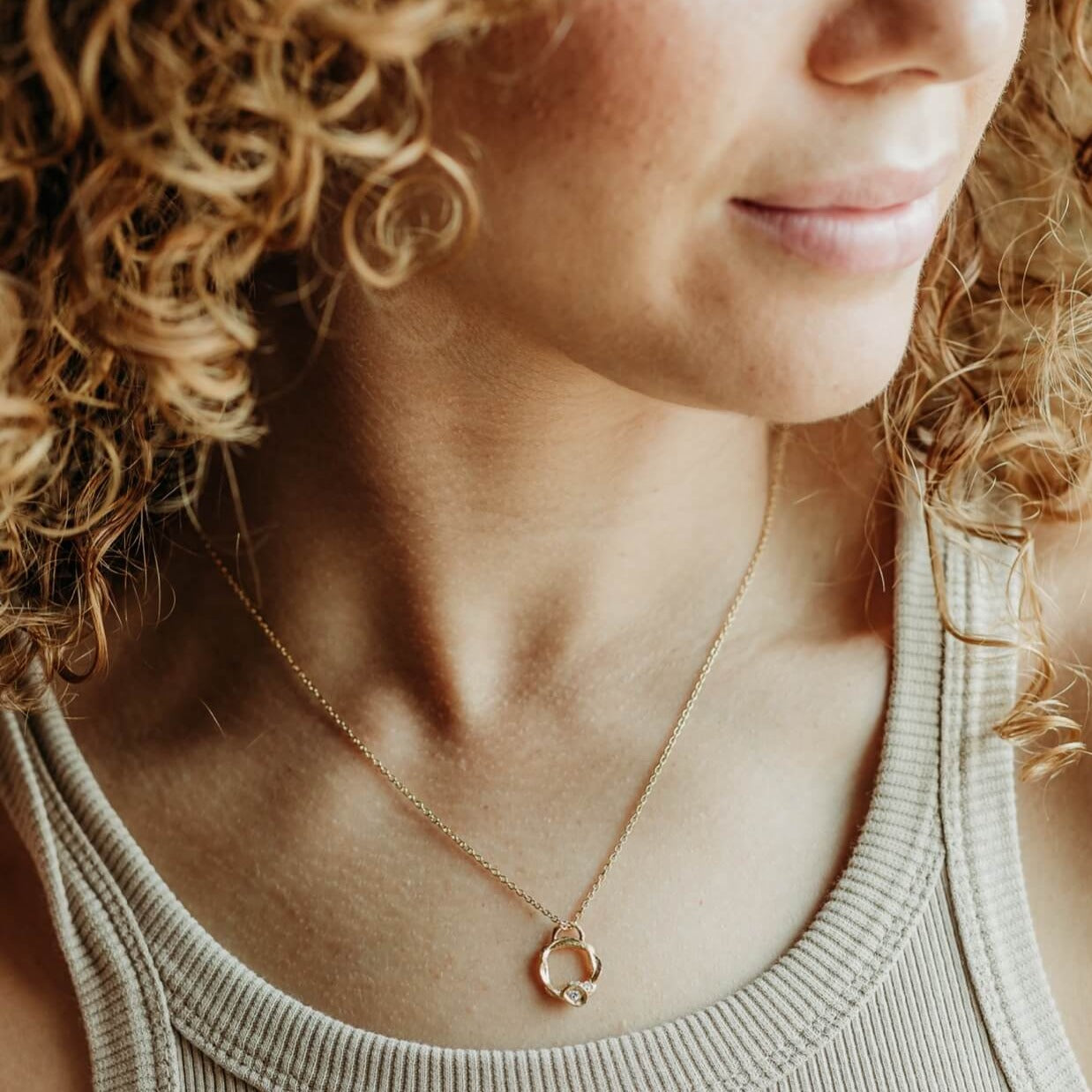 model wears Lab Grown Diamond Gold Vermeil Eternity Necklace - Small