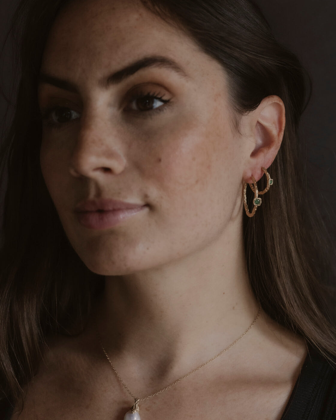 Pearl Gold Vermeil Lichen Pendant Necklace