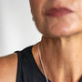 model wears Stardust Layering Chain Silver Necklace - close up