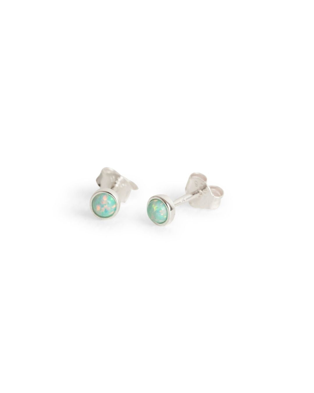Moon Yellow Opal Silver Stud Earrings