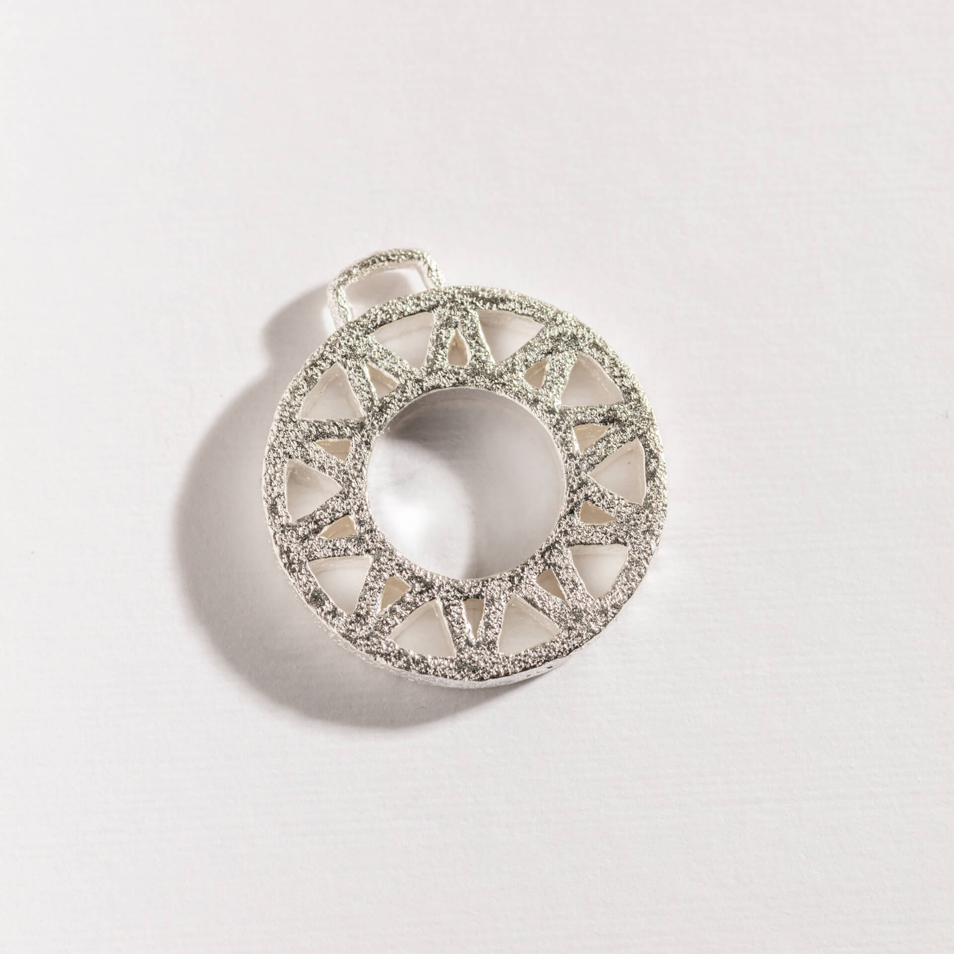 Geometric Disc Pendant - Silver (Pendant Only No Chain)