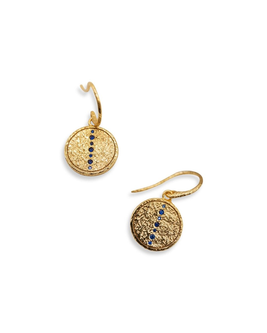 Sapphire Gold Coin Pendant Earrings