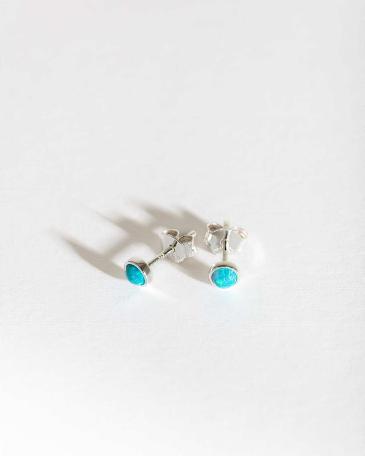 Blue Opal Silver Stud Earrings