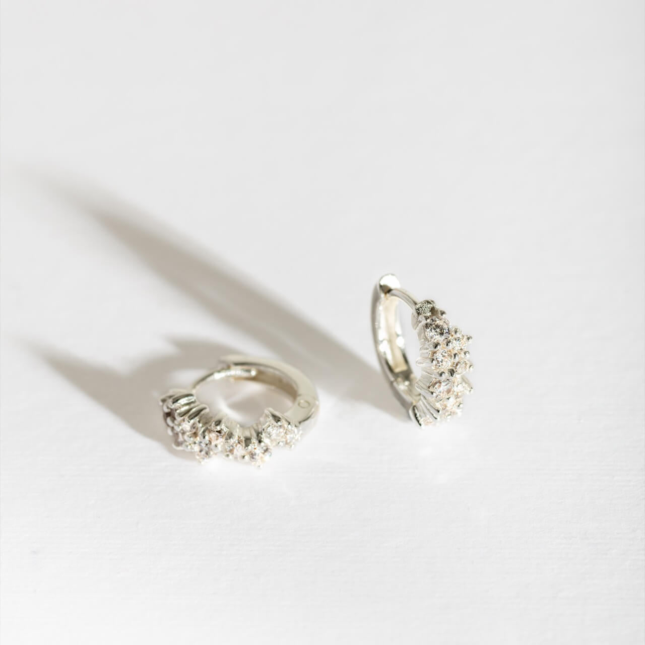 Galaxy Sparkly Silver Huggie Earrings