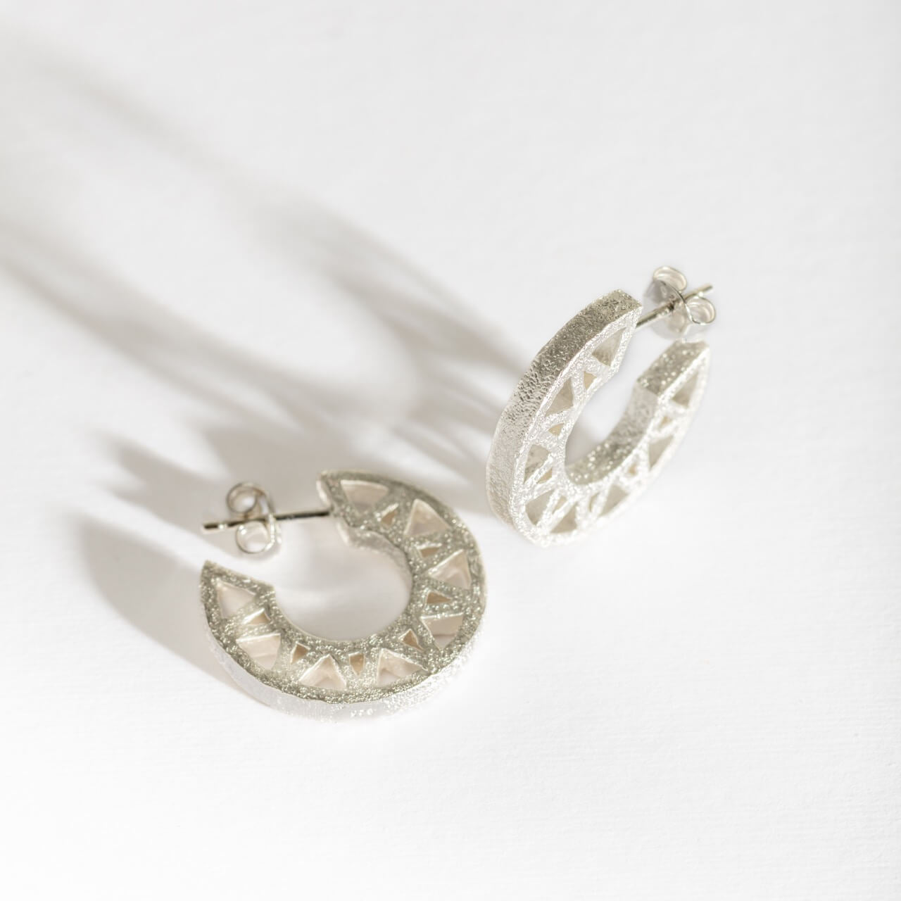 Geometric Silver Hoop Earrings