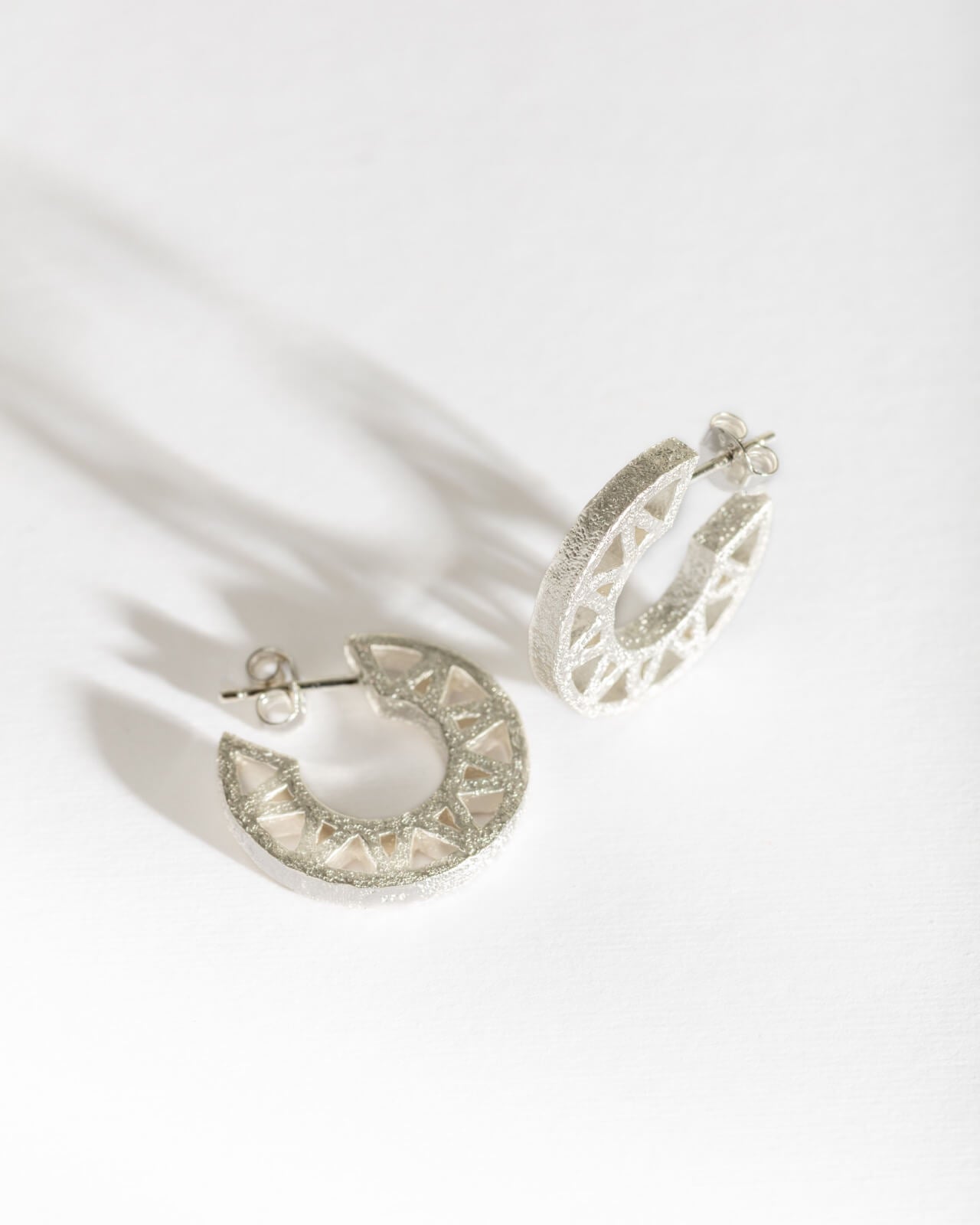 Geometric Silver Hoop Earrings