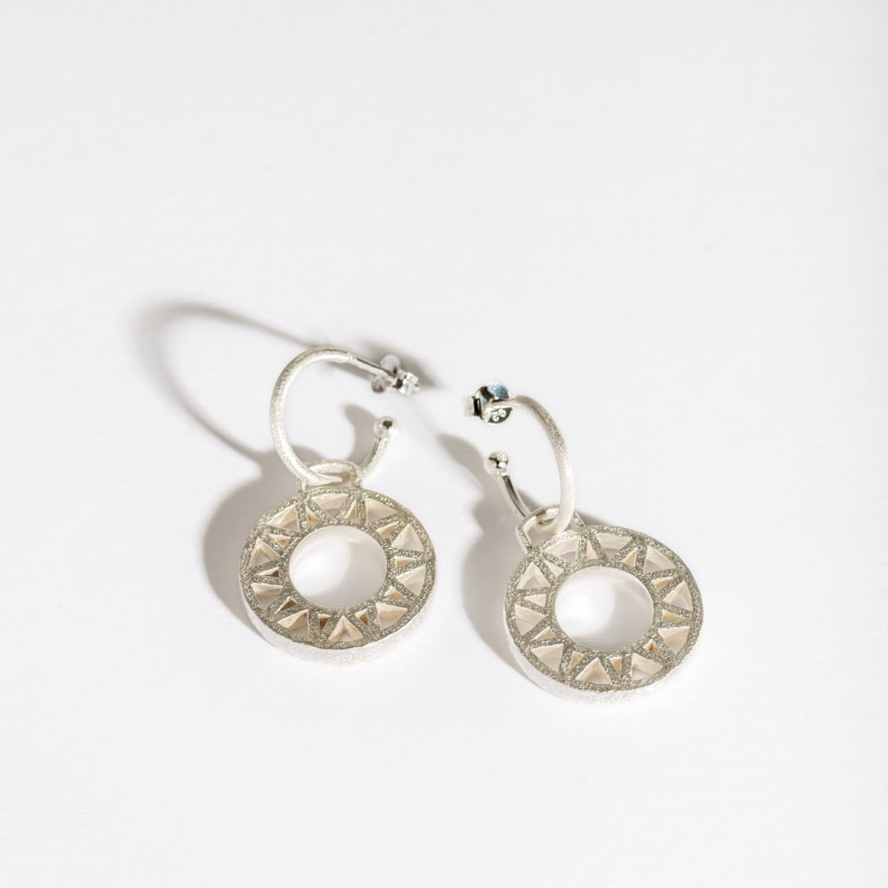Geometric Statement Silver Hoop Earrings