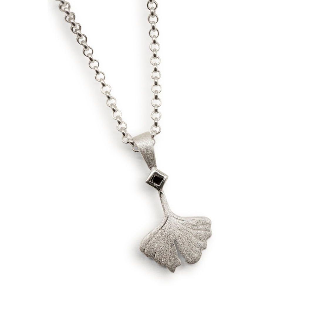Ginkgo Leaf Silver Charm Necklace