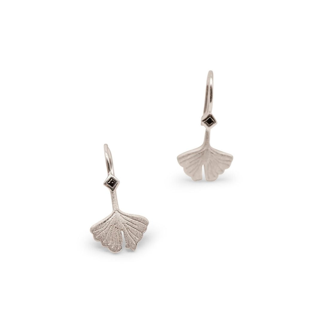 Ginkgo Leaf Silver Earrings