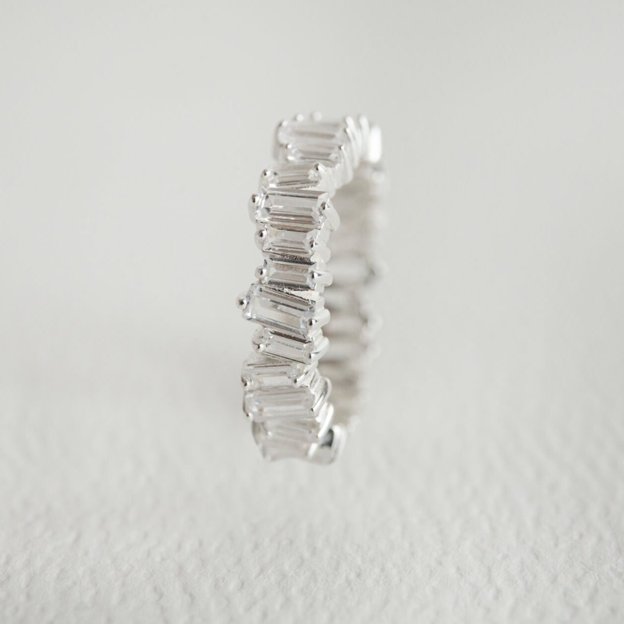 Statement Sparkly Silver Baguette Eternity Ring