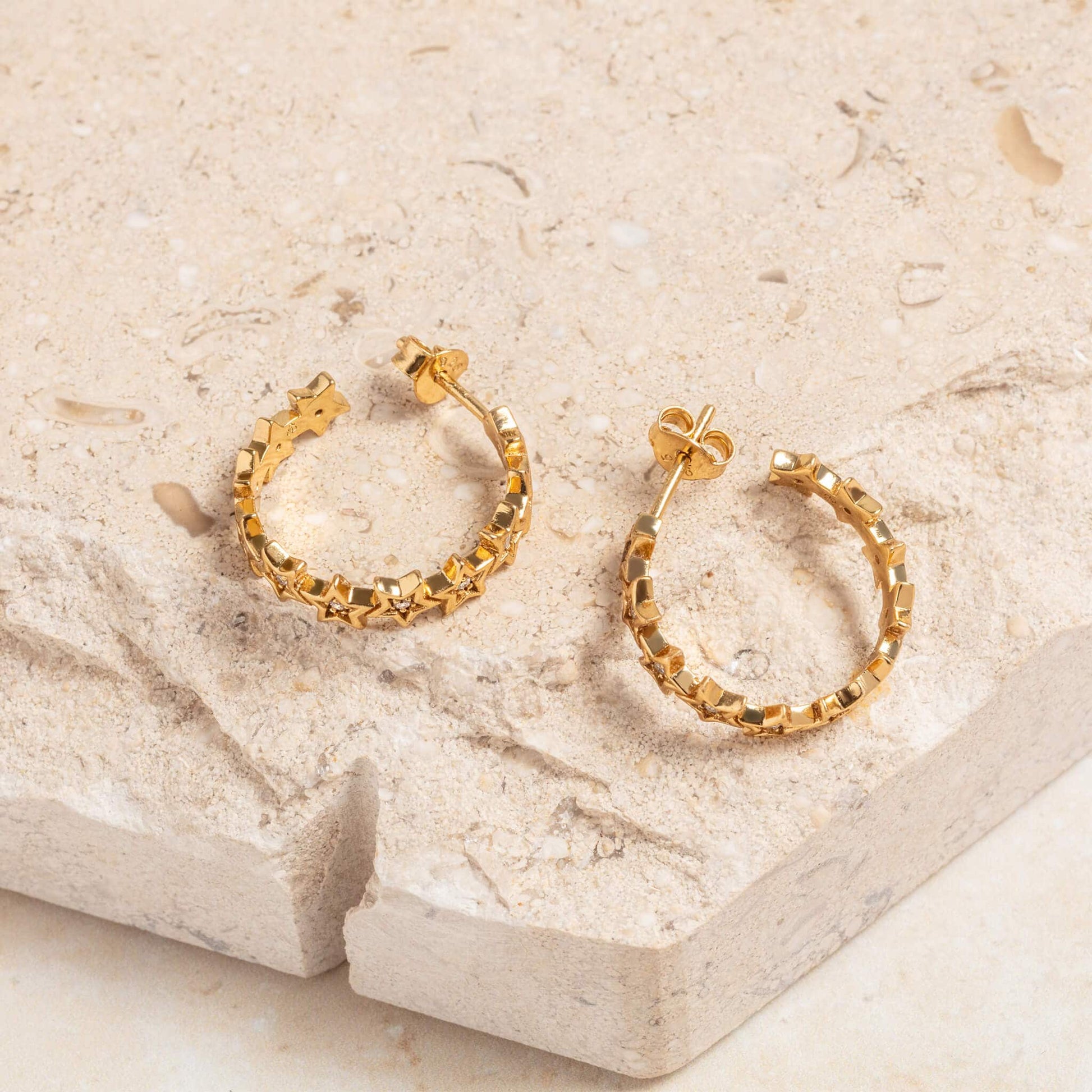 Sparkly Star Statement Gold Hoop Earrings