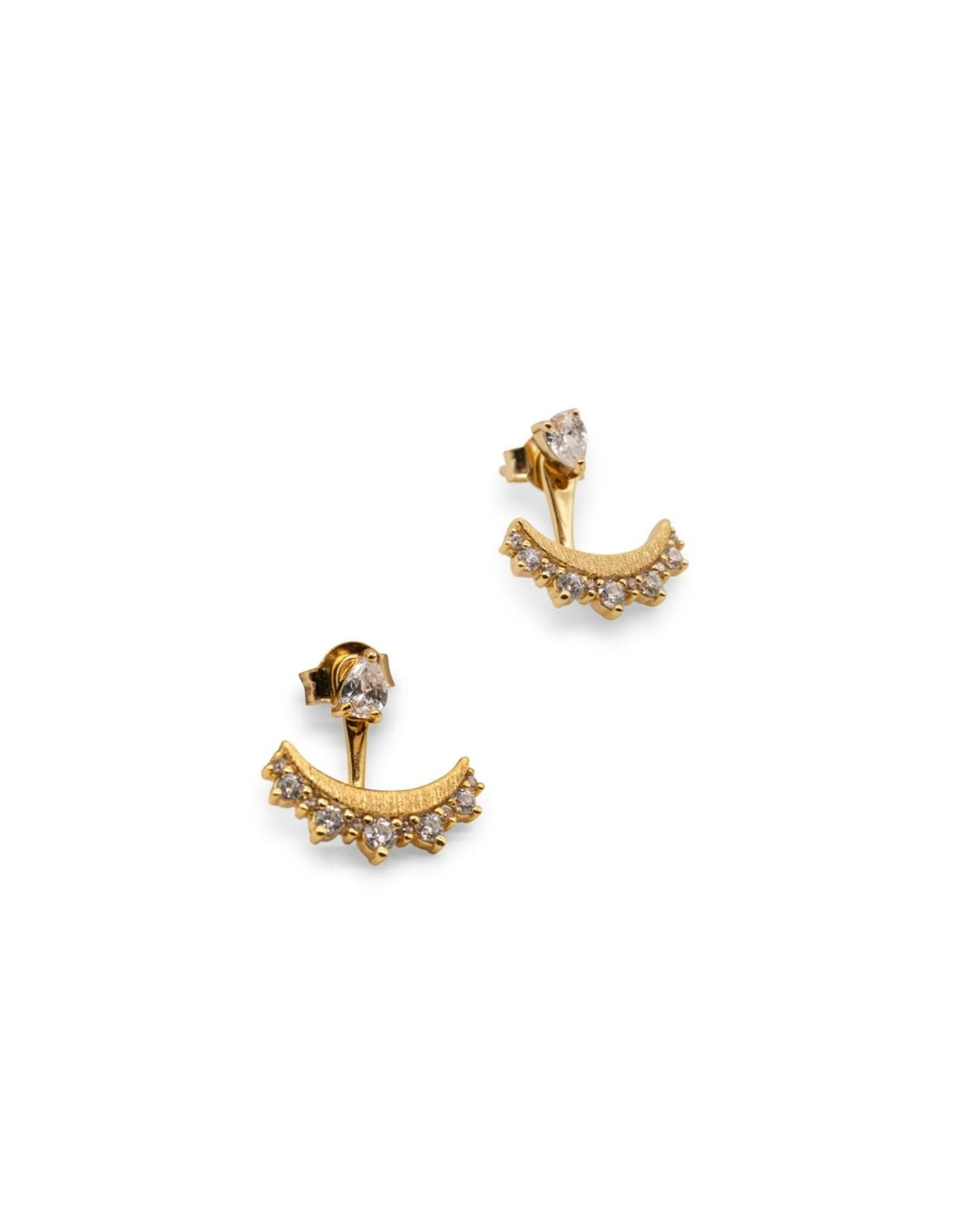 Sparkly Gold Crescent Ear Jacket Earrings